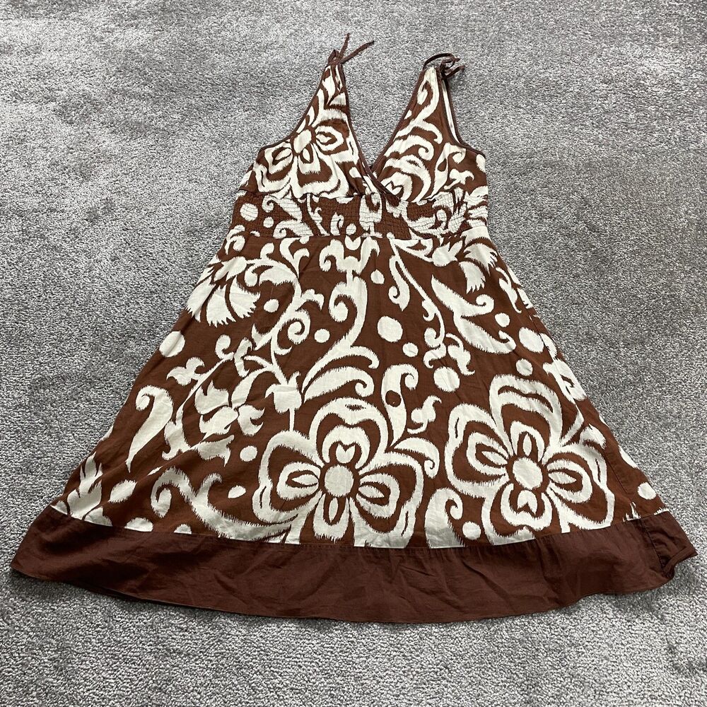 Speechless Dress Womens 11 Brown Ivory Midi Floral Stretch Flare A Line Summer